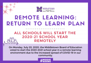 Remote Learning for the beginning of the 2020-2021 school year poster